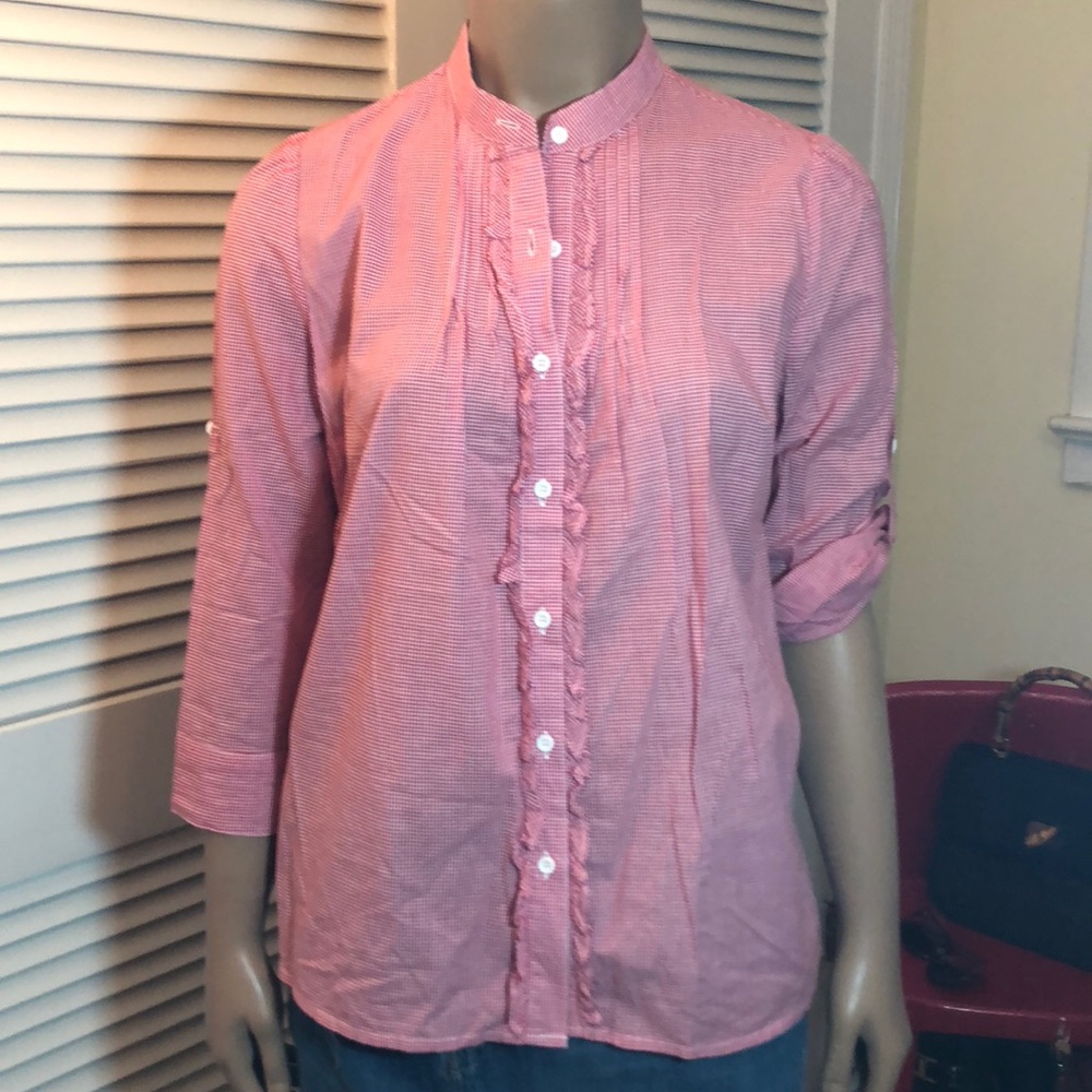 TWENTY ONE w/ Tags Mini Check Print Blouse Sz S